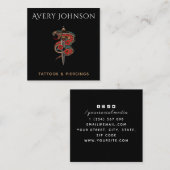 Modernes Tattoo & Piercing Blumenschlange & Ritter Quadratische Visitenkarte (Vorne/Hinten)