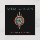 Modernes Tattoo & Piercing künstlerisches Affendes Quadratische Visitenkarte (Vorderseite)