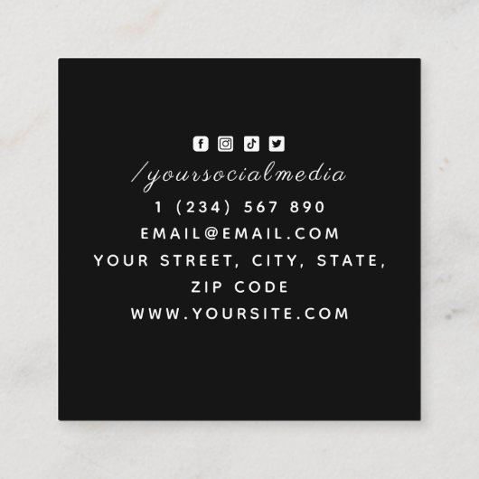 Modernes Tattoo & Piercing Tiger Wild Jungle Anima Quadratische Visitenkarte (Rückseite)