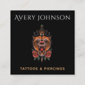 Modernes Tattoo & Piercing Tiger Wild Jungle Anima Quadratische Visitenkarte (Vorderseite)