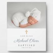 Modernes taufen Foto Keepake Fotoplatte (Vorderseite)