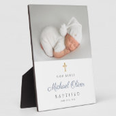 Modernes taufen Foto Keepake Fotoplatte (Seite)