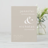 Modernes Taupe Ampersand Foto Save The Date (Stehend Vorderseite)