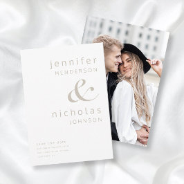 Modernes Taupe Beige & Weiß Ampersand Foto Save The Date