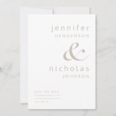 Modernes Taupe Beige & Weiß Ampersand Foto Save The Date (Vorderseite)