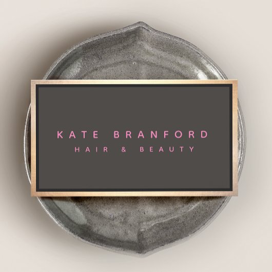 Modernes Taupe Grau Gold Border Beruflich Visitenkarte