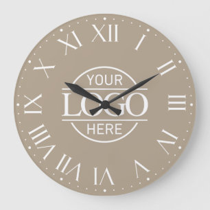 Modernes Taupe Markenunternehmen Geschäftslogo Cus Große Wanduhr