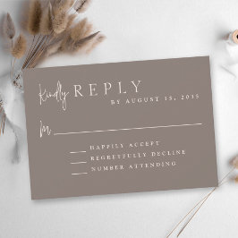 Modernes Taupe Minimalistisch Monogram Wedding RSV RSVP Karte