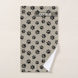 Modernes Taupe Niedlich Paw Print Muster Dogen Han Handtuch