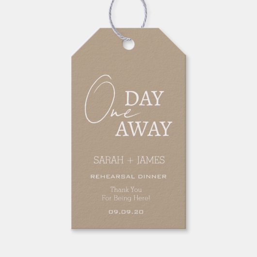 Modernes Taupe Probe Dinner Geschenkanhänger (Vorderseite)