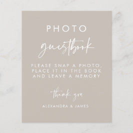 Modernes Taupe Script Wedding Foto Gästebuch-Zeich