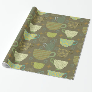 Modernes Taupe Teacup im Mittelalter Geschenkpapier