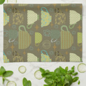 Modernes Taupe Teacup im Mittelalter Geschirrtuch (Gefaltet)