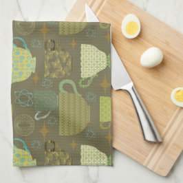 Modernes Taupe Teacup im Mittelalter Geschirrtuch