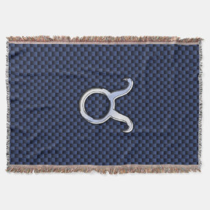 Modernes Taurus Zodiac Sign Blue Carbon Fibre Prin Decke