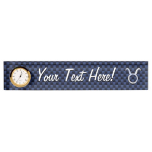 Modernes Taurus Zodiac Sign Blue Carbon Fibre Prin Namensplakette
