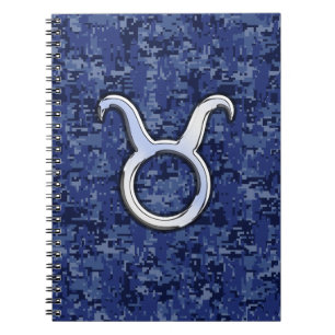 Modernes Taurus Zodiac Sign Blue Digital Camouflag Notizblock