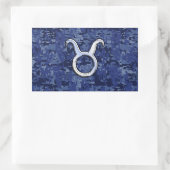 Modernes Taurus Zodiac Sign Blue Digital Camouflag Rechteckiger Aufkleber (Tasche)