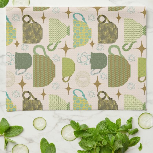 Modernes Teacup des Mittelalters Geschirrtuch (Gefaltet)