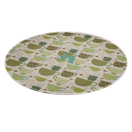 Modernes Teacup Monogramm aus dem Mittelalter Schneidebrett (Ecke)