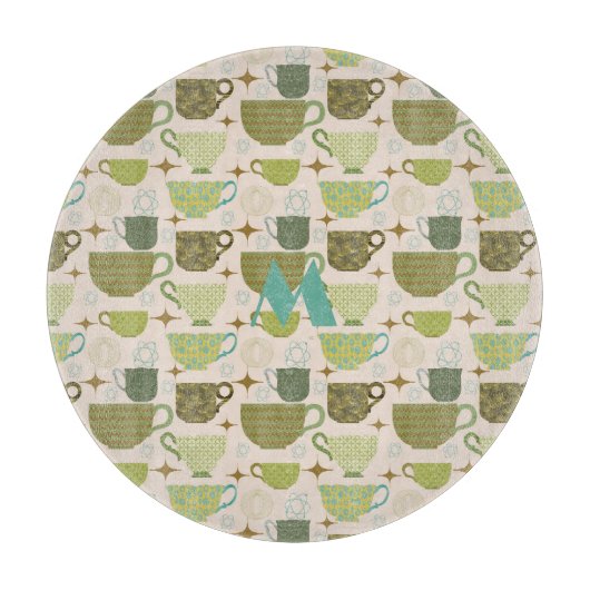 Modernes Teacup Monogramm aus dem Mittelalter Schneidebrett (Vorderseite)