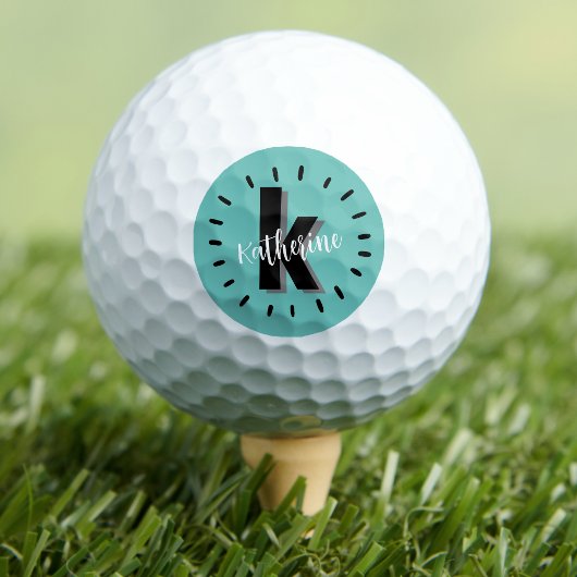 Modernes Teal Anfangsmonogramm Golfball