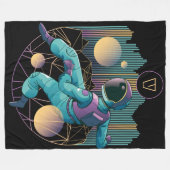 Modernes Techno Astronaut Illustration Monogramm Fleecedecke (Vorderseite (Horizontal))