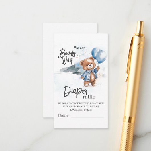 Modernes Teddy Bear Baby Duschkabine Windelwanne Begleitkarte (Vorderseite/Rückseite Beispiel)