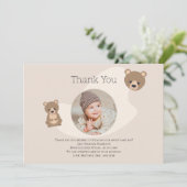 Modernes Teddy Bear Baby Foto Vielen Dank Dankeskarte (Stehend Vorderseite)