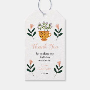 Modernes Tee Party Floral Geburtstag Vielen Dank Geschenkanhänger