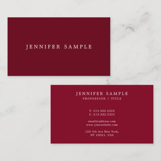 Modernes Template des Kunden Stilvoll Rich Maroon Visitenkarte (Vorne/Hinten)