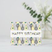 Modernes Tennis Geburtstagskarte Postkarte (Stehend Vorderseite)