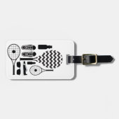 Modernes Tennis- und Zubehörmuster Gepäckanhänger (Vorderseite horizontal)