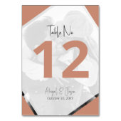 Modernes Terra Cotta Lässige Hochzeitsfeier Foto Tischnummer (Vorderseite)