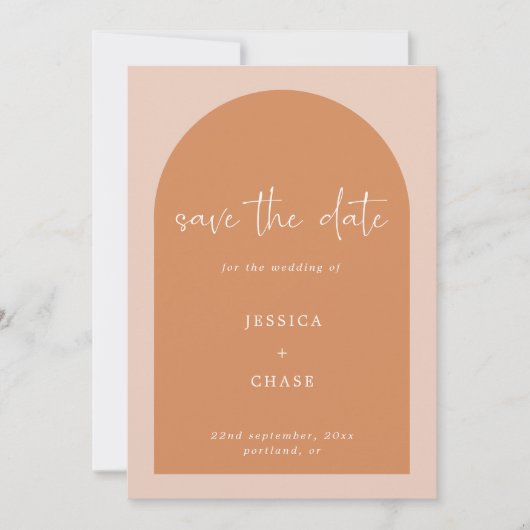 Modernes Terracotta Arch Foto Hochzeit Save The Date (Vorderseite)