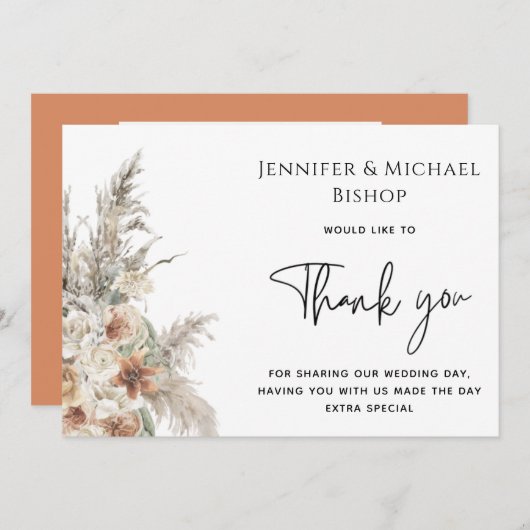 modernes terracotta bohemian pampas Foto vielen Da Save The Date (Vorne/Hinten)