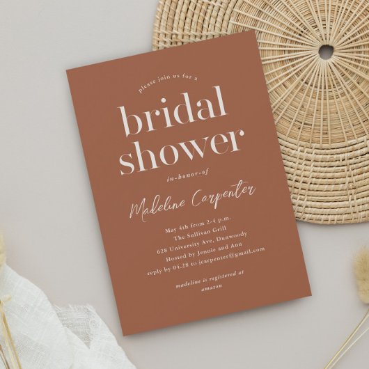 Modernes Terracotta Boho Brautparty Einladung