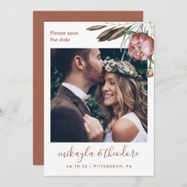 Modernes Terracotta Boho Foto Hochzeit Save The Date