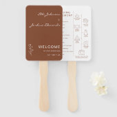 Modernes Terracotta Boho Hochzeitsprogramm Set der Fächer (Vorne und Hinten)