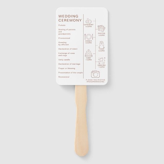 Modernes Terracotta Boho Hochzeitsprogramm Set der Fächer (Rückseite)