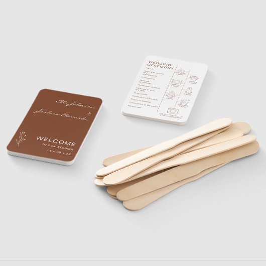 Modernes Terracotta Boho Hochzeitsprogramm Set der Fächer (Non-assembled)