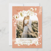 Modernes Terracotta Coral Floral FOTO DANKE (Vorderseite)