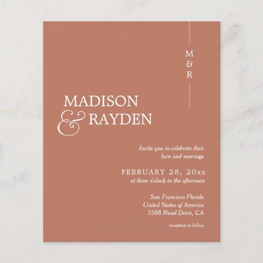 Modernes Terracotta Monogram Foto Wedding (Vorderseite)