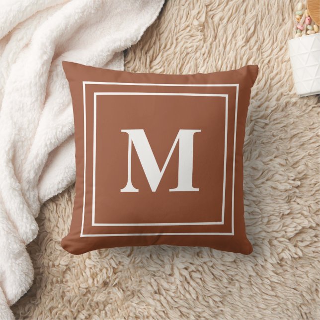 Modernes Terracotta Monogram Kissen (Decke)