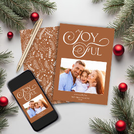 Modernes Terracotta Pattern Joyful Holiday Foto Feiertagskarte