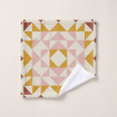 Modernes Terracotta Quilt Block Geometrisches Must Badhandtuch Set (Waschlappen)