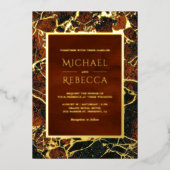 Modernes Terracotta Rust Marble Foto Hochzeit Gold Folieneinladung (Vorderseite)