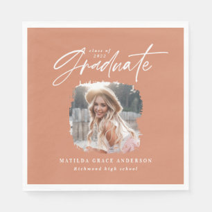 Modernes Terracotta-Script-Foto mit elegantem Absc Serviette