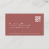 Modernes Terracotta Script Foto QR Code Trendy Visitenkarte (Vorderseite)