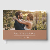 Modernes Terracotta und Braun Wedding Foto Gästebuch (Vorderseite)